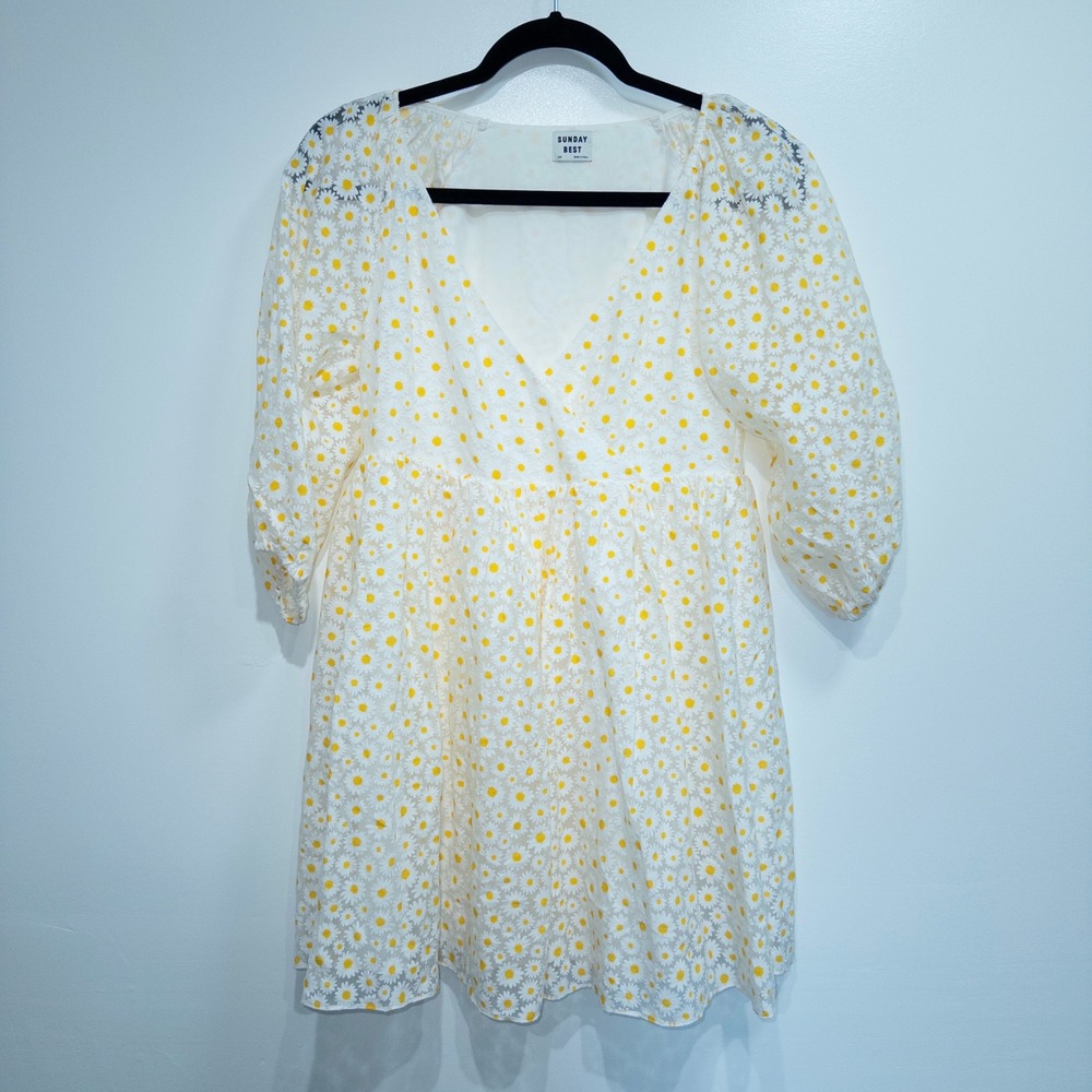 New Aritzia Sunday Best White‎ Bonita Daisy Mini Babydoll Dress Size XXS